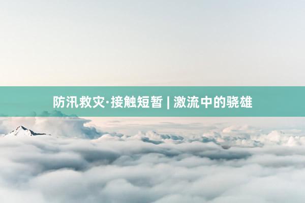 防汛救灾·接触短暂 | 激流中的骁雄