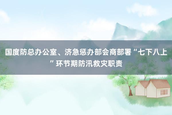 国度防总办公室、济急惩办部会商部署“七下八上”环节期防汛救灾职责